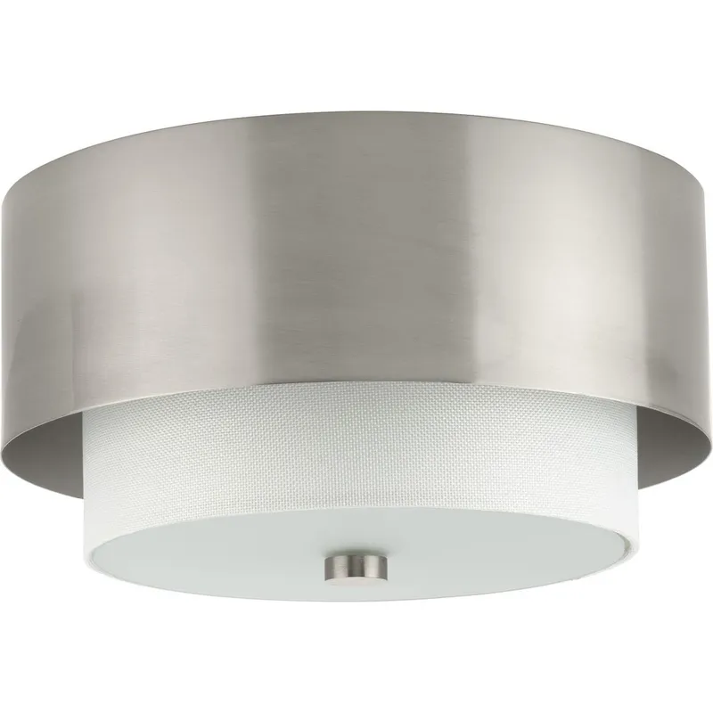 Silva Collection Two-Light White Linen Shade 14" Flush Mount — Progress Lighting LED Post Top Lights  