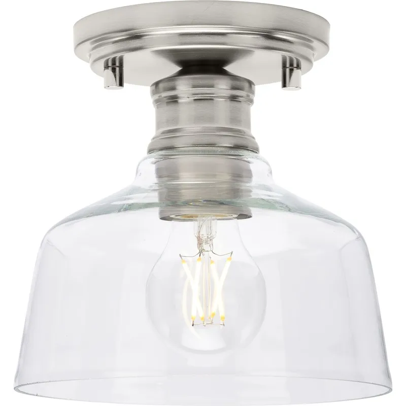 Singleton Collection One-Light 7.62" Small Semi-Flush Mount Light — Progress Lighting LED Post Top Lights  