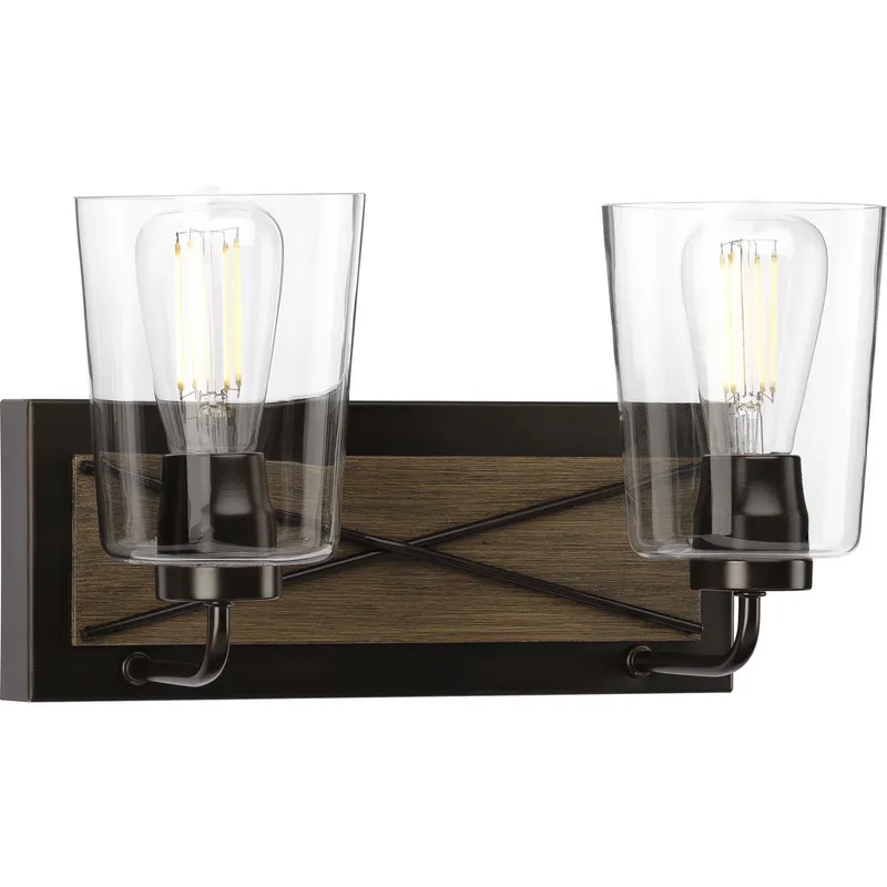 Briarwood Collection Two-Light Clear Glass Bath Vanity Light — Progress Lighting LED Wall Lights  