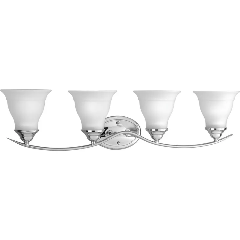 Trinity Collection Four-Light Etched Glass Bath Vanity Light — Progress Lighting LED Wall Lights  