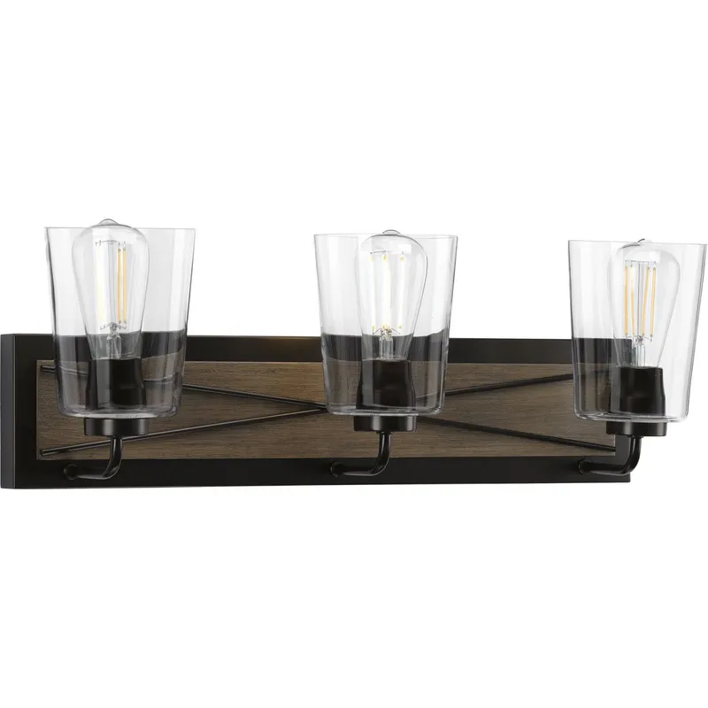 Briarwood Collection Three-Light Clear Glass Bath Vanity Light — Progress Lighting LED Wall Lights  