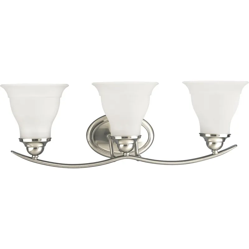 Trinity Collection Three-Light Etched Glass Bath Vanity Light — Progress Lighting LED Wall Lights  