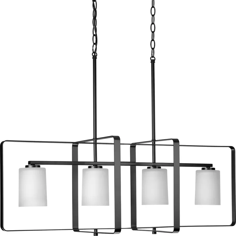 League Collection Four-Light Etched Glass Chandelier Light — Progress Lighting LED Linear Lights  