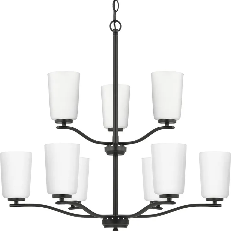 Adley Collection Nine-Light Etched White Glass Chandelier — Progress Lighting LED Landscape Lights  