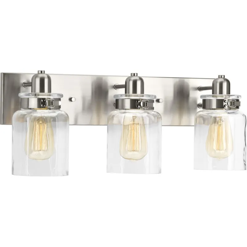 Calhoun Collection Three-Light Clear Glass Bath Vanity Light — Progress Lighting LED Wall Lights  