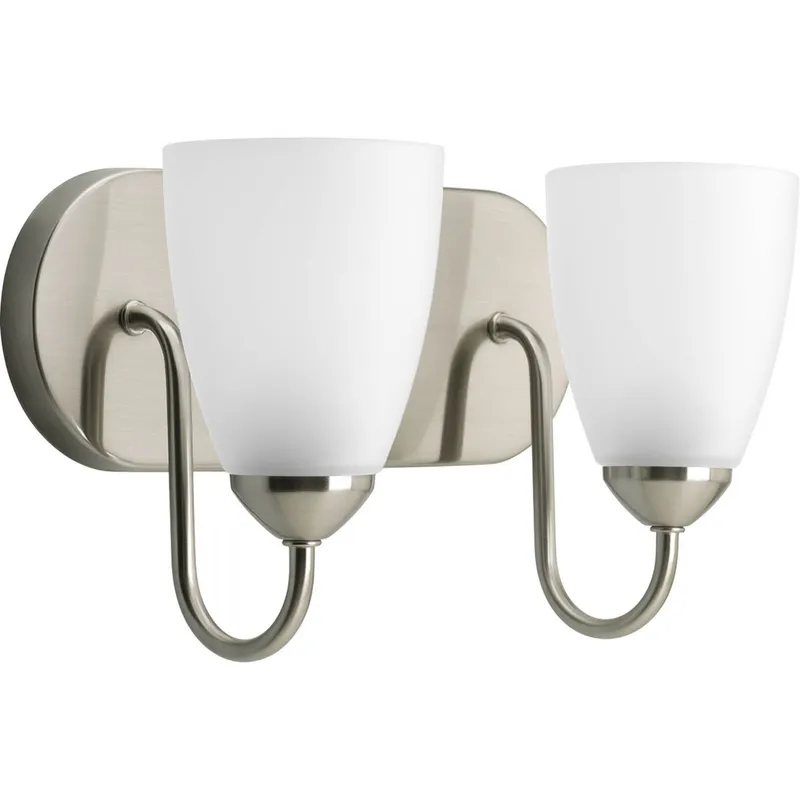 Gather Collection Two-Light Etched Glass Bath Vanity Light — Progress Lighting LED Wall Lights  
