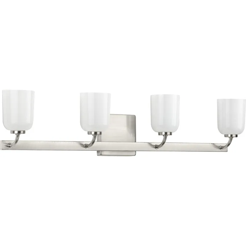 Moore Collection Four-Light White Opal Glass Bath Vanity Light — Progress Lighting LED Wall Lights  