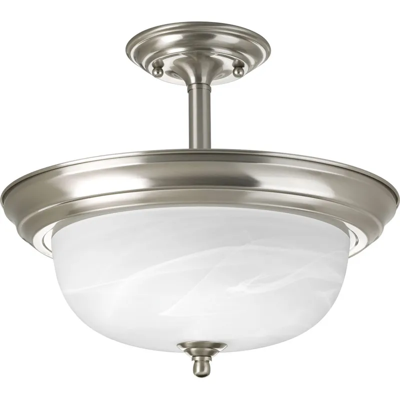 Two-Light Dome Glass 13-1/4" Semi Flush Convertible — Progress Lighting LED Post Top Lights  