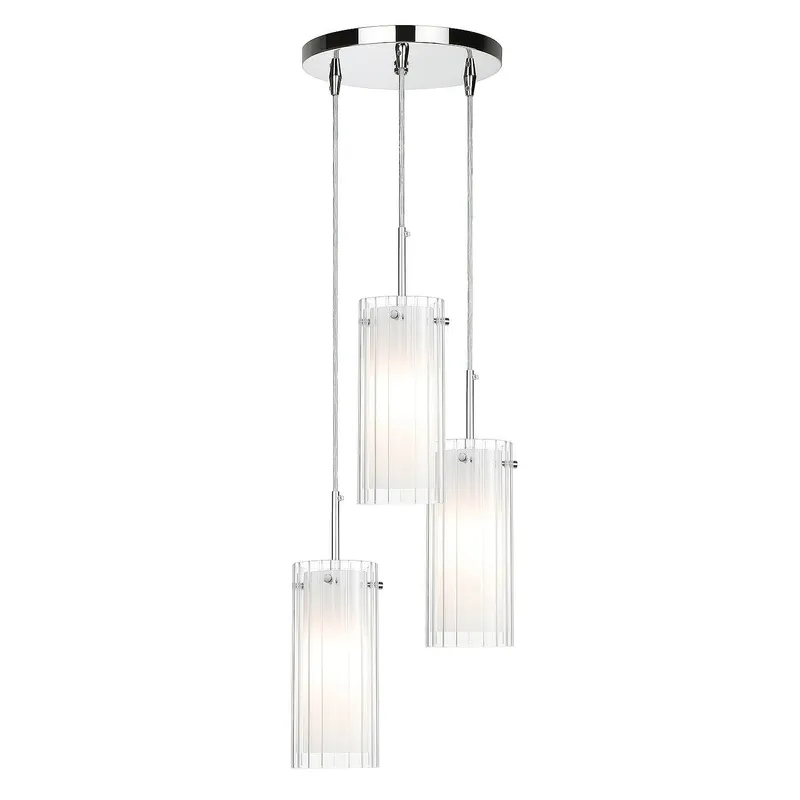 Modern 3-Light Chrome Pendant Lights with Dual Glass for Kitchen Island XB-P482-3-CH — XiNBEi Lighting LED Pendant Lights 60.0W 