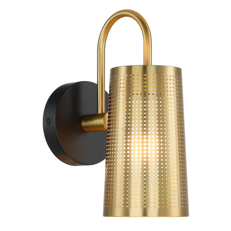 Black Gold Bathroom Wall Sconce with Cone Iron Shade XB-W430-BS — XiNBEi Lighting LED Wall Lights 60.0W 