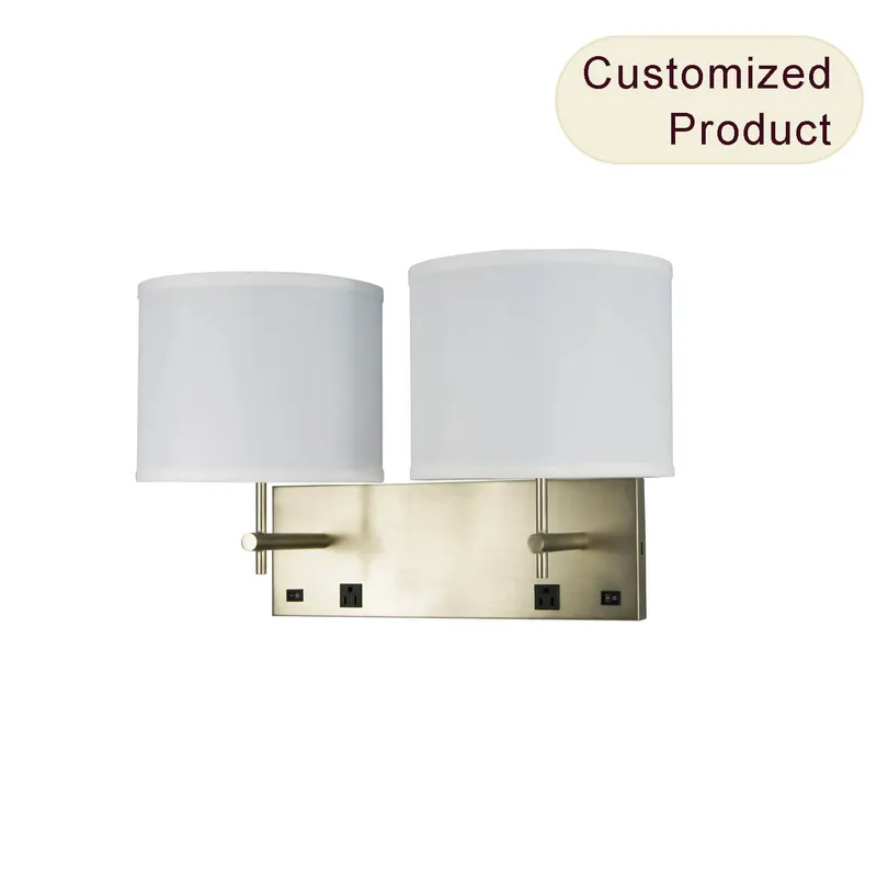 Nickel Wall Lamp Fabric Shade Double Headboard Reading Wall Lights up Light Bedroom XB-W952-BN — XiNBEi Lighting LED Wall Lights 60.0W 