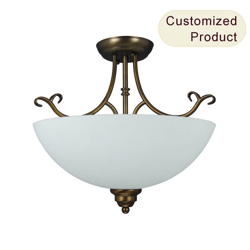 Industrial Vintage Dining Chandelier Classic Ceiling Lamp E26 Retro Pendant Lamp Semi Flush Mount Ceiling Light XB-SF721-2-AB — XiNBEi Lighting LED Pendant Lights 60.0W 