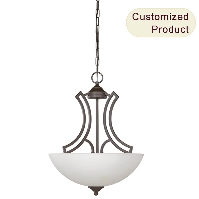 Industrial Living Room Glass Bowl Shade Led Ceiling Pendant Light Dark Bronze Home Hotel Hanging Pendant Lighting Chandelier XB-P855-3-DB — XiNBEi Lighting LED Pendant Lights 60.0W 