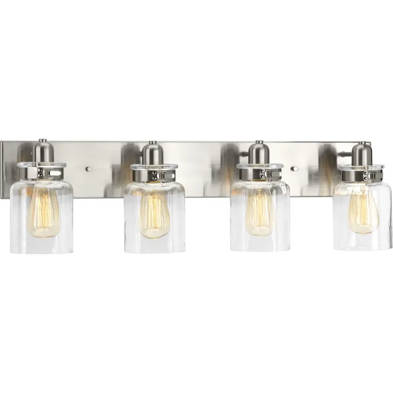 Calhoun Collection Four-Light Clear Glass Bath Vanity Light — Progress Lighting LED Wall Lights  