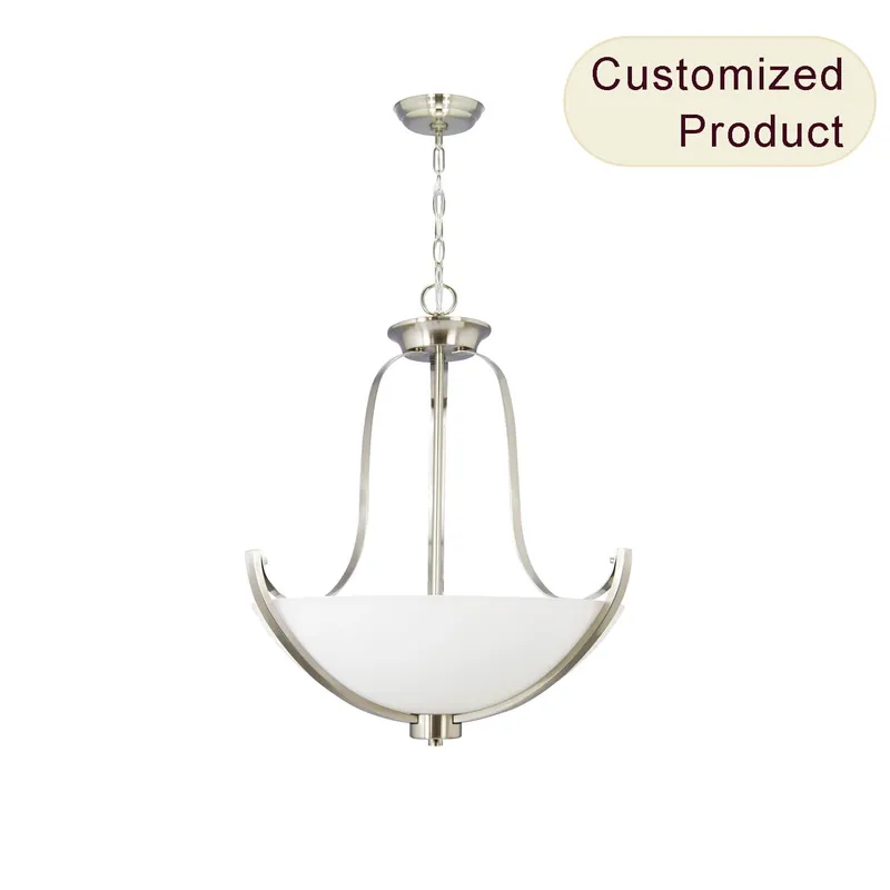 Hot Sell Bowl Glass Hanging Ceiling Light Fixture Modern Adjustable Chain Chandelier Pendant Lighting XB-P702-3-BN — XiNBEi Lighting LED Pendant Lights 60.0W 