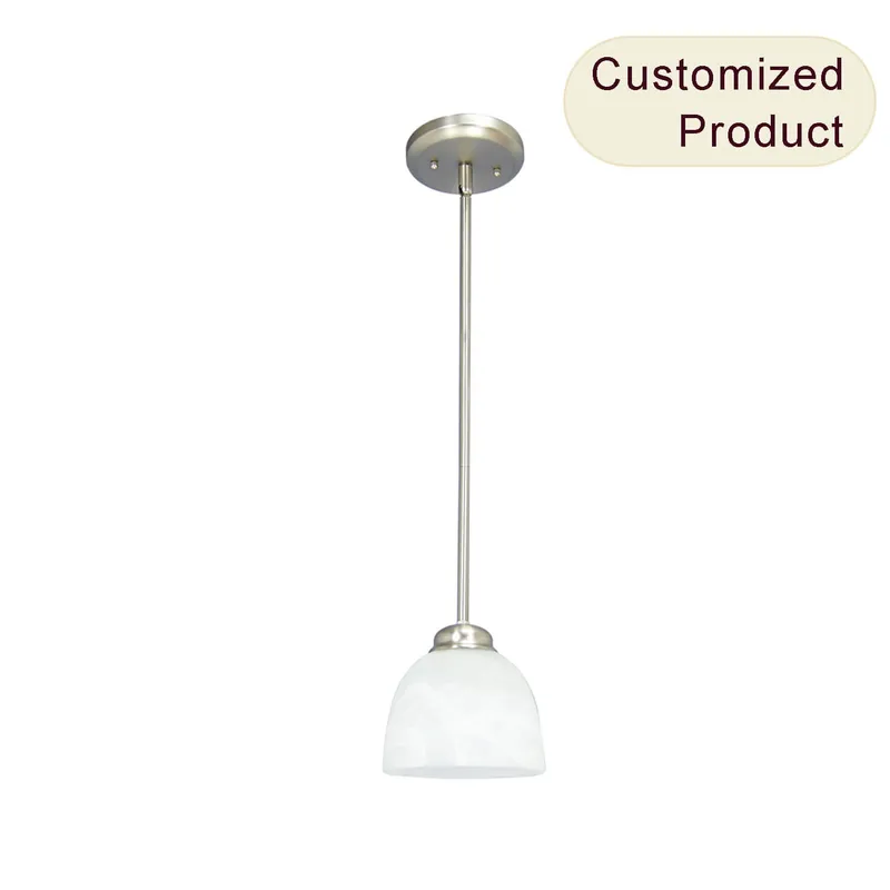 Designer E26 60W White Glass Nordic Chandelier Dining Ceiling Hanging Vintage Pendant Lamps Nickel Iron Led Pendant Lighted XB-P630-1-BN — XiNBEi Lighting LED Pendant Lights 60.0W 