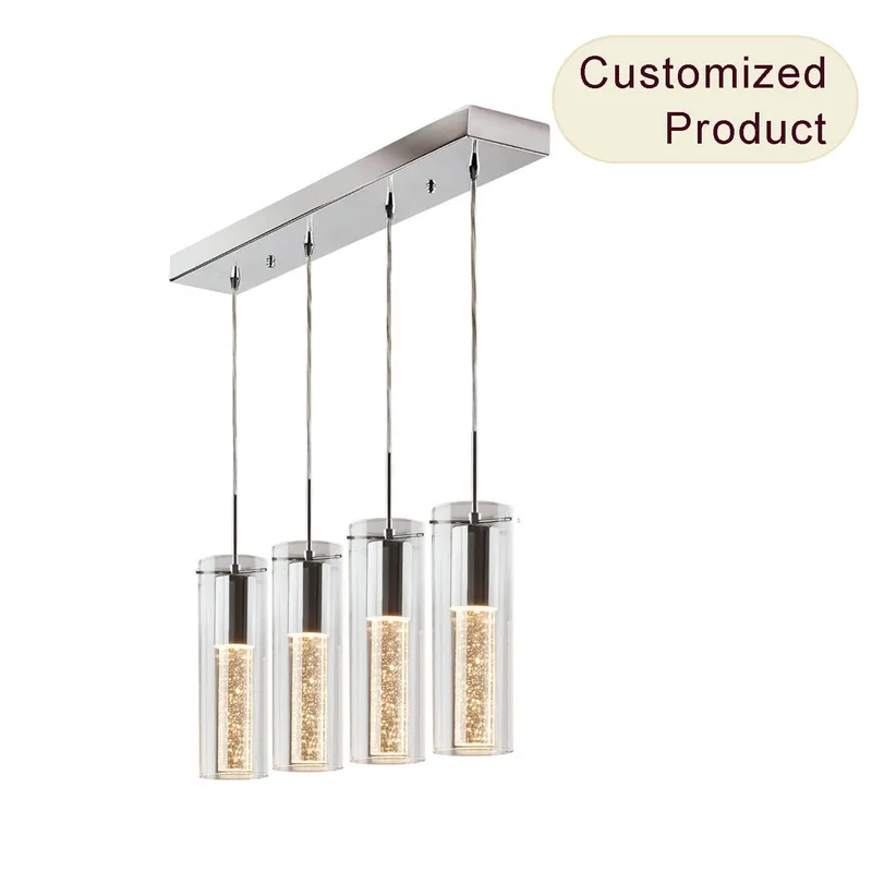 Modern Pendant Light 4 Lights Cluster Bubble Crystal Kitchen Island Lighting Pendant Hanging XB-P1110-4-CH — XiNBEi Lighting LED Pendant Lights 6.5W 3000K