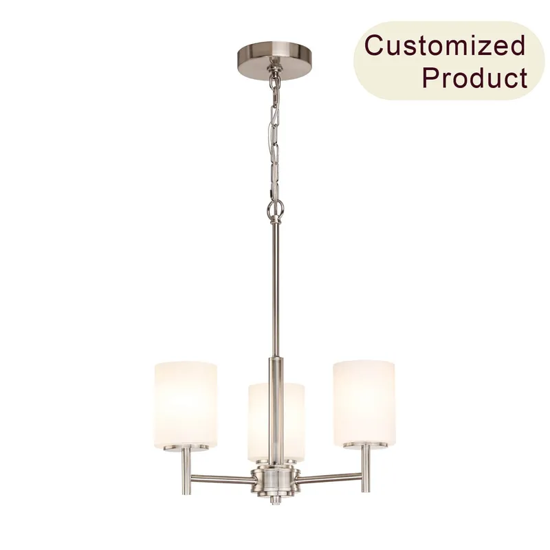 American Style Chain 3-Lights Living Room Glass Modern Pendant Light Sliver Lamp Hanging Lighting Fixtures Farmhouse Chandelier XB-C226-3-BN — XiNBEi Lighting LED Pendant Lights 60.0W 