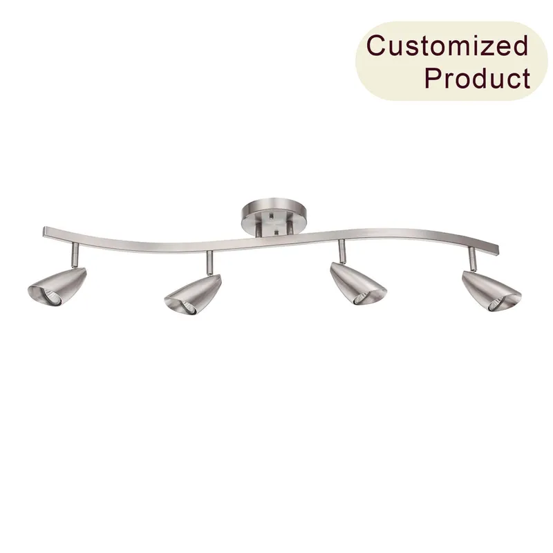 Flexibly Rotatable 4-Light Track Lighting Kit for Kitchen & Living Room Apartment Ceiling Spotlight XB-TR2984-BN — XiNBEi Lighting LED Ceiling Lights 50.0W 
