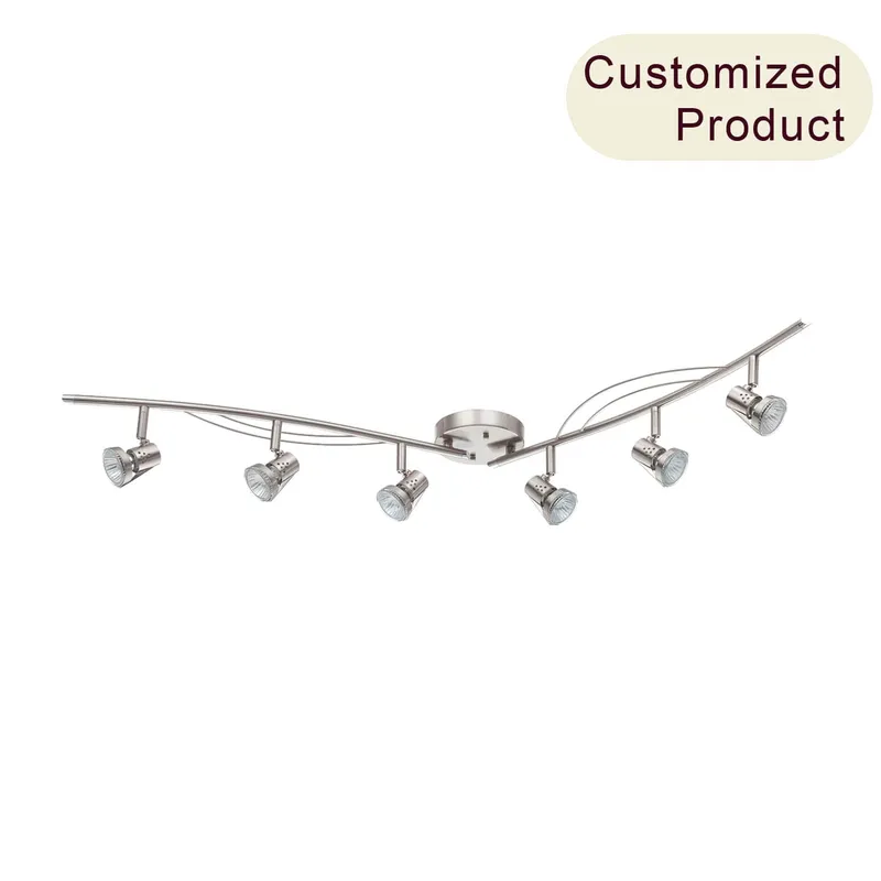 Ceiling Light Fixture Adjustable 6 Light Kitchen Spotlight Modern Track Light With Adjustable Head for Living Room Bedroom XB-TR2982-BN — XiNBEi Lighting LED Ceiling Lights 50.0W 
