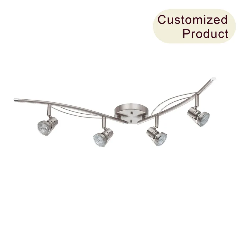 2025 Commercial Modern Adjustable 4-Head Track Lighting Kit Indoor Ceiling Spot Light with Gu10 Socket for Kitchen Living Room XB-TR2981-BN — XiNBEi Lighting LED Ceiling Lights 50.0W 