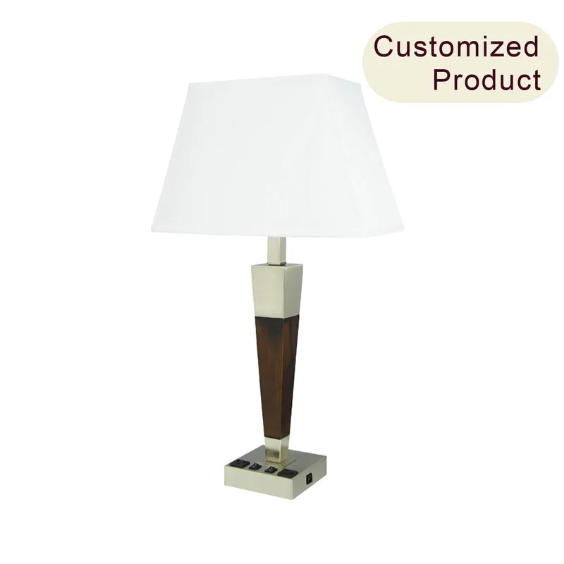 Decorative Home Hotel Queen Bedroom Light Brushed Nickel Black Wood Iron Table Desk Lamp Lighting with USB Charging Port XB-TL858-BN — XiNBEi Lighting LED General Lighting 26.0W 
