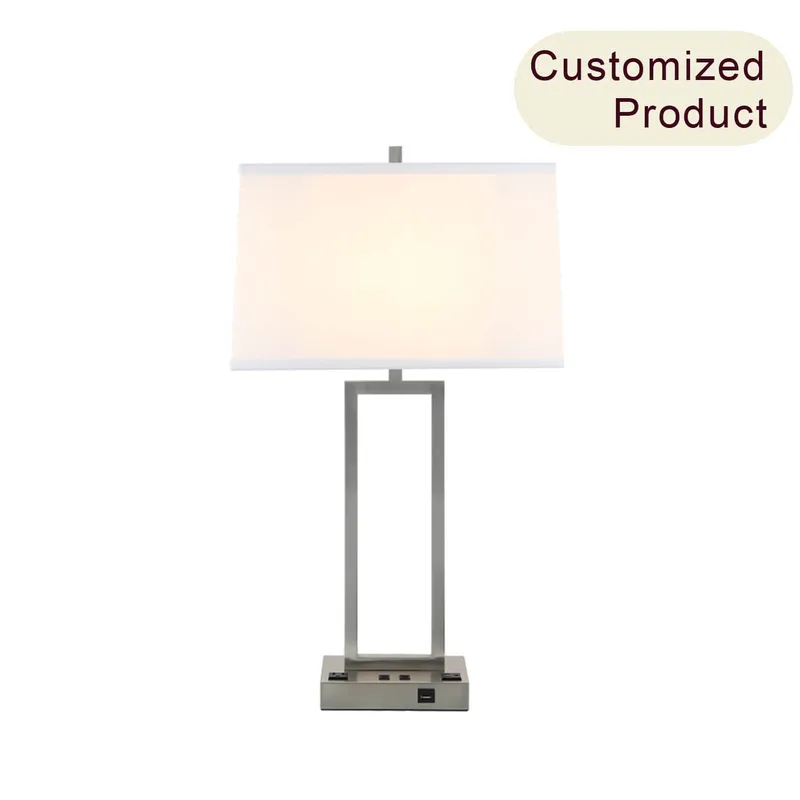 Modern Nickel Guestroom Hotel Bedroom Light Desk Table Lamp with Convenient USB Outlet XB-TL323-BN — XiNBEi Lighting LED General Lighting 60.0W 