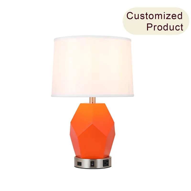 2025 Decor Usb Charging Fabric E26 Bedside Lamp Hotel Lighting Bedside Table Lamp for Bedroom XB-TL300-Orange — XiNBEi Lighting LED General Lighting 60.0W 