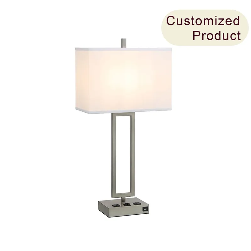 Manufacturer Low Price Usb Rechargeable Unique Table Lamps Home Decor Bedroom Hotel Bedside Desk Lamp With Fabric Lamp Shade XB-TL253-BN — XiNBEi Lighting LED General Lighting  