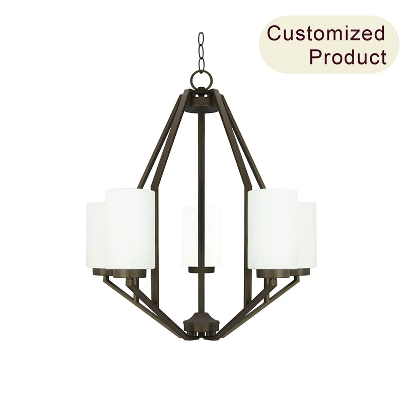 Indoor Decorative Iron Dark Bronze E26 Chain Hanging Ceiling Lamps Chandelier Ceiling Light Glass Pendants Lights for Home XB-C816-5-DB — XiNBEi Lighting LED Pendant Lights 60.0W 