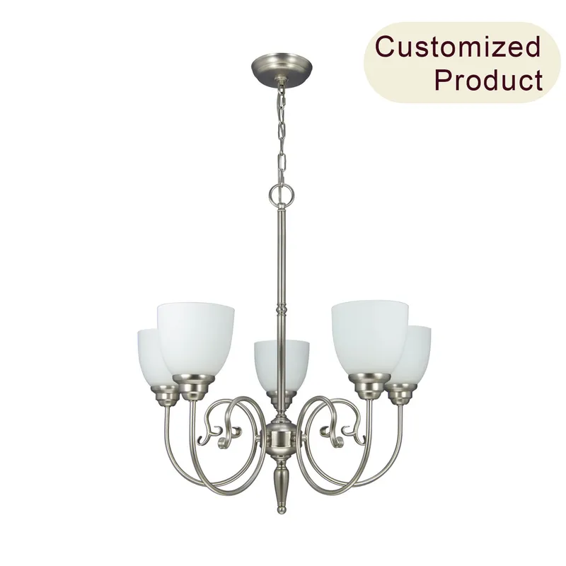 Industrial Iron Chain 5-Lights Art Deco Pendant Light American Design Vintage Chandelier for Living Room Dining Room XB-C721-5-SN — XiNBEi Lighting LED Pendant Lights 60.0W 