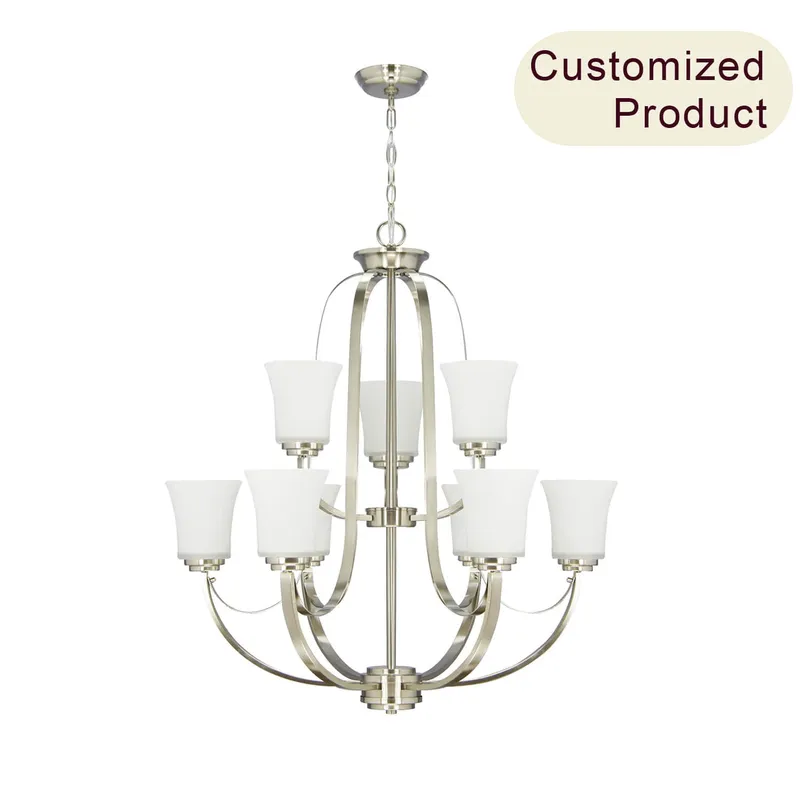 Metal Classic Traditional Lantern Lamp Chandelier Pendant Lighting for Kitchen Living Room Chandelier Pendant Light XB-C702-9-BN — XiNBEi Lighting LED Pendant Lights 60.0W 