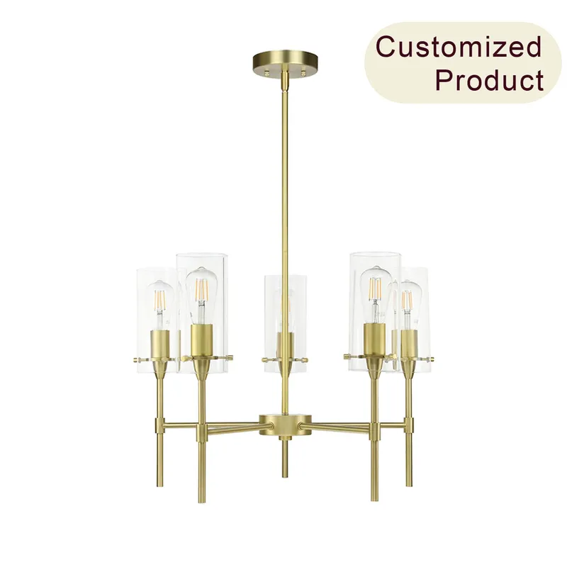 Nordic Luxury Hanging Lamp Led Gold Chandelier Glass Pendant Lights for Kitchen Dining Table XB-C1301-5-SB — XiNBEi Lighting LED Pendant Lights  
