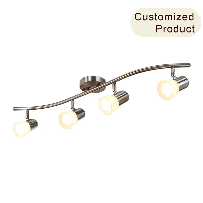 4 Light Track Light with Alabaster Glass in Brushed Nickel XB-TR1213-4 — XiNBEi Lighting LED Track Lights 60.0W 