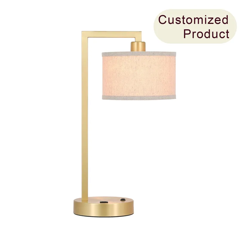Modern Satin Brass Desk Lamp with USB & Fabric Shade XB-TL1231-SB — XiNBEi Lighting LED General Lighting 60.0W 