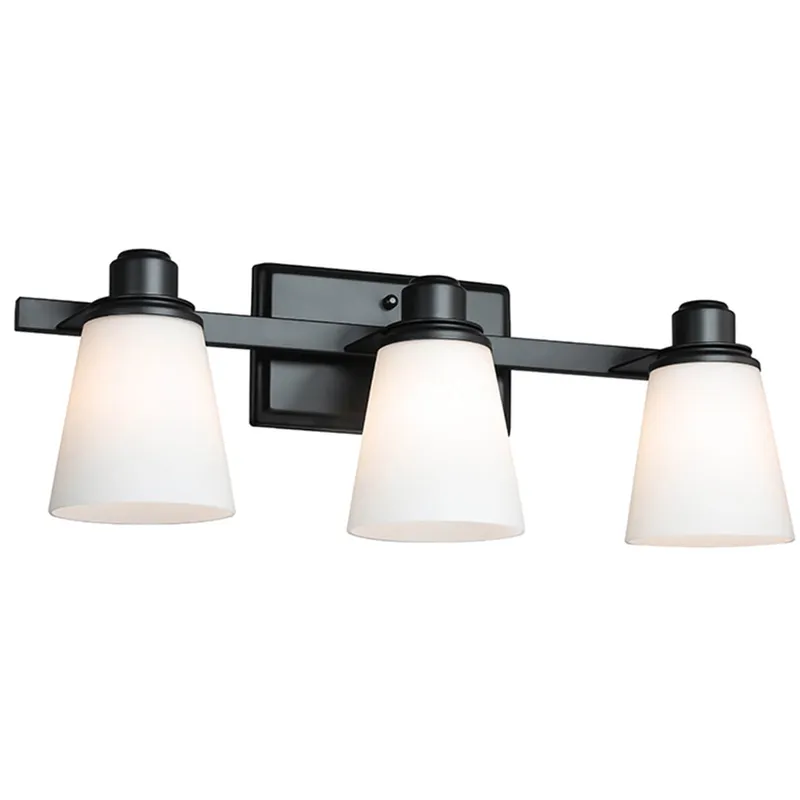 Matte Black Vanity Light with White Glass Shade 3-Light Bathroom Sconce XB-W220-3-MB — XiNBEi Lighting LED Wall Lights 60.0W 