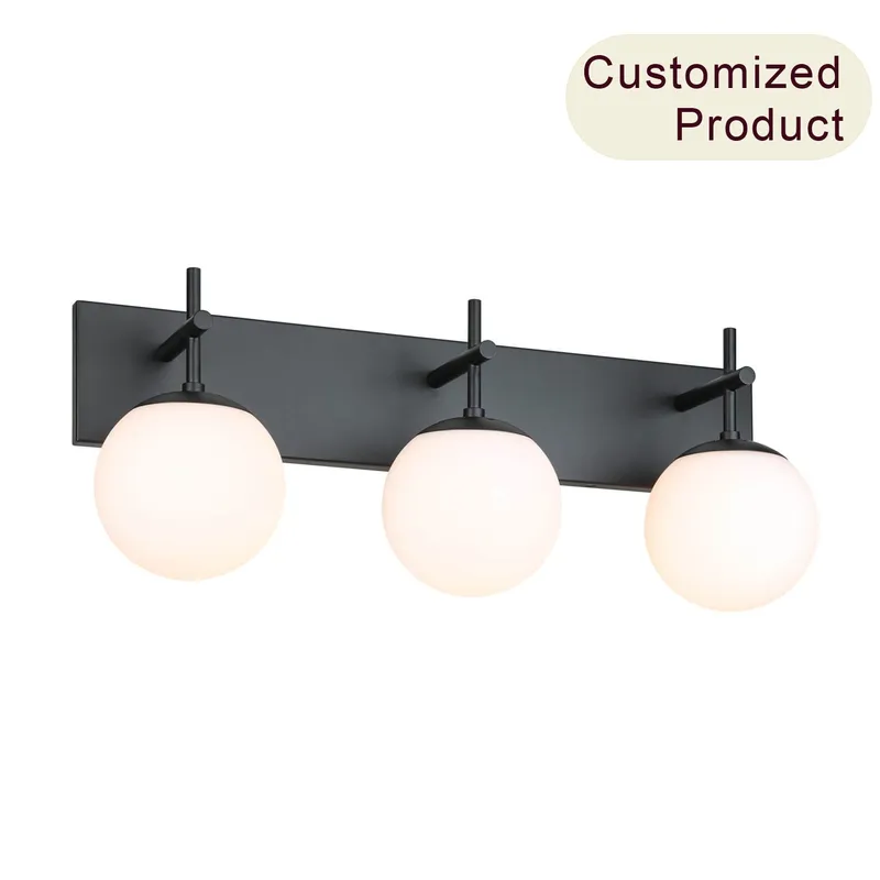 Farmhouse 3-Light Black Vanity Light with White Globe Glass Shade XB-W1320-3-MB — XiNBEi Lighting LED Wall Lights 60.0W 