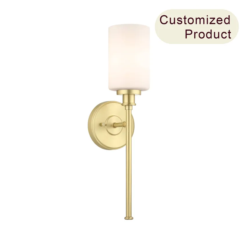 Modern Brass 1-Light Bathroom Sconce with Glass Shade XB-W1305-1-SB — XiNBEi Lighting LED Wall Lights 60.0W 
