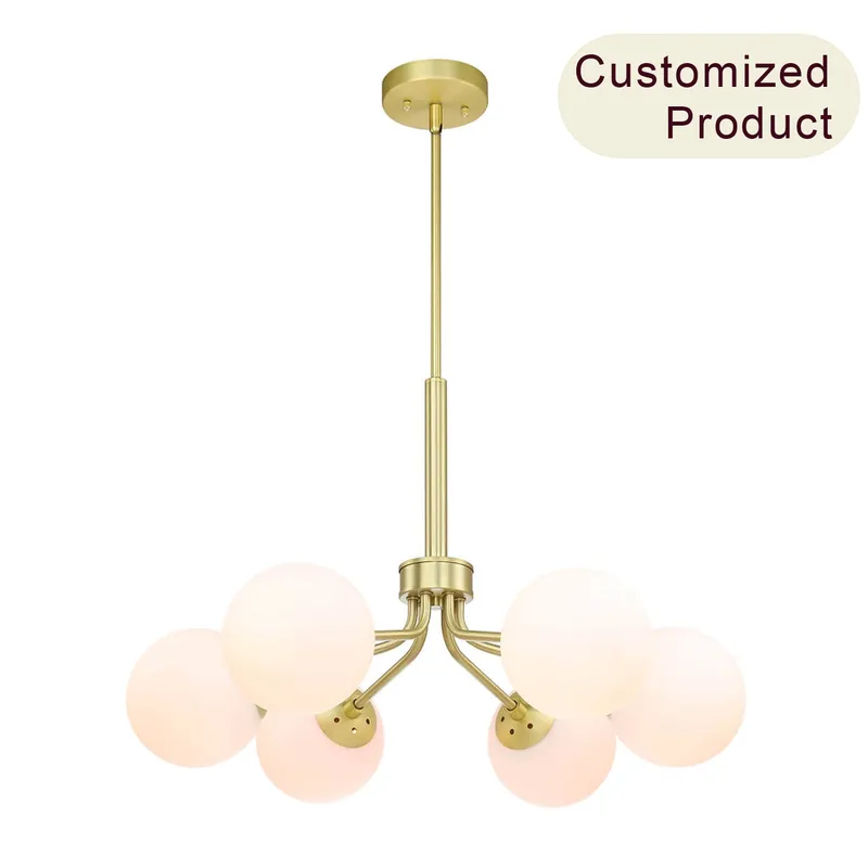 6-Light Mid-Century Modern Brass Chandelier XB-C1304-6-SB — XiNBEi Lighting LED Pendant Lights 60.0W 