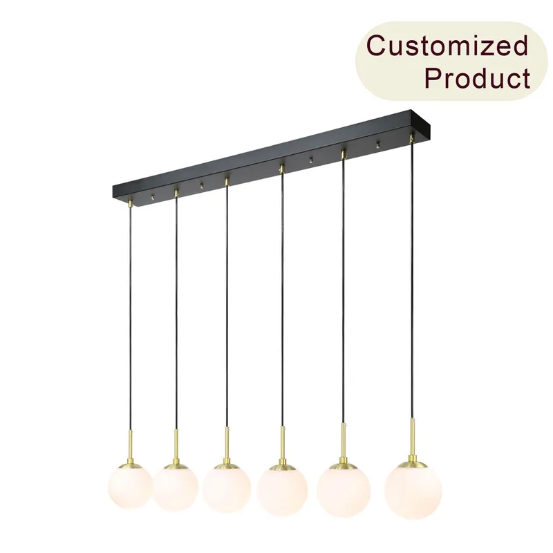 6-Light Farmhouse Linear Globe Chandelier for Kitchen Island XB-P1304-6-MB — XiNBEi Lighting LED Linear Lights 60.0W 