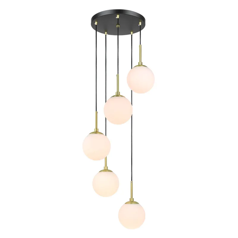 Modern 5-Light Black Brass Globe Cluster Pendant Light XB-P1304-5-MB — XiNBEi Lighting LED Pendant Lights 60.0W 