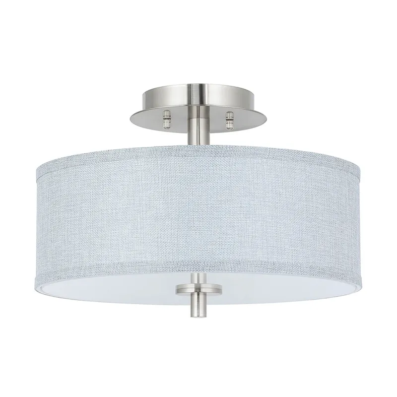 14 inch Modern 3-Light Brushed Nickel Flush Mount with Linen Drum Shade XB-SF1303-BN — XiNBEi Lighting LED Ceiling Lights 60.0W 
