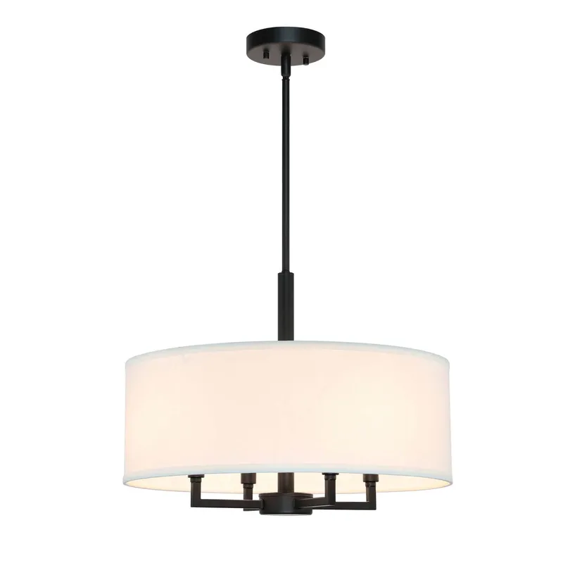Farmhouse 4-Light Black Drum Pendant with Fabric Shade XB-P1296-MB — XiNBEi Lighting LED Pendant Lights 60.0W 