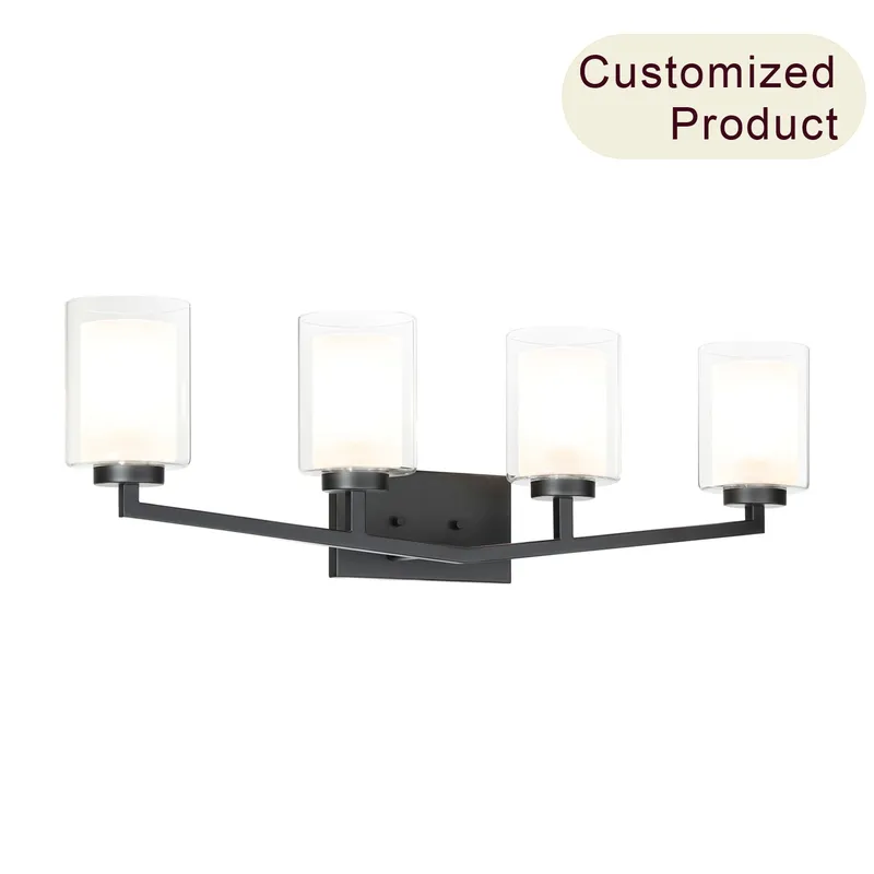 Black 4-Light Bathroom Vanity Sconce Over Mirror XB-W1294-4-MB — XiNBEi Lighting LED Wall Lights 60.0W 