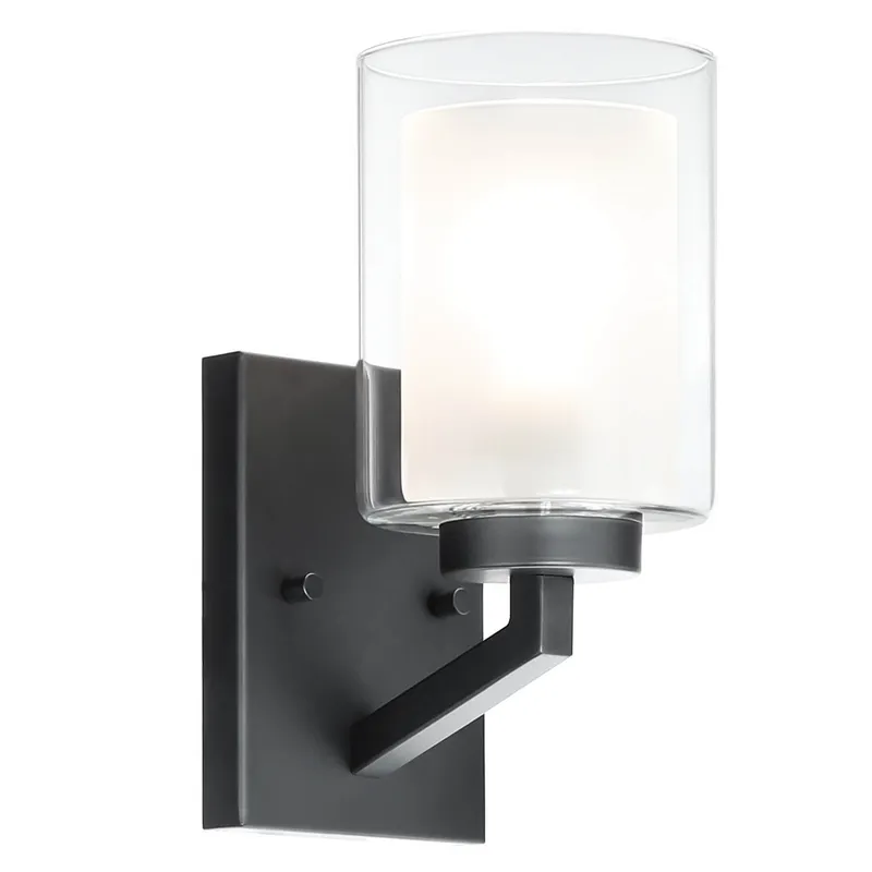 Black 1-Light Bathroom Wall Sconce with Dual Glass XB-W1294-1-MB — XiNBEi Lighting LED Wall Lights 60.0W 