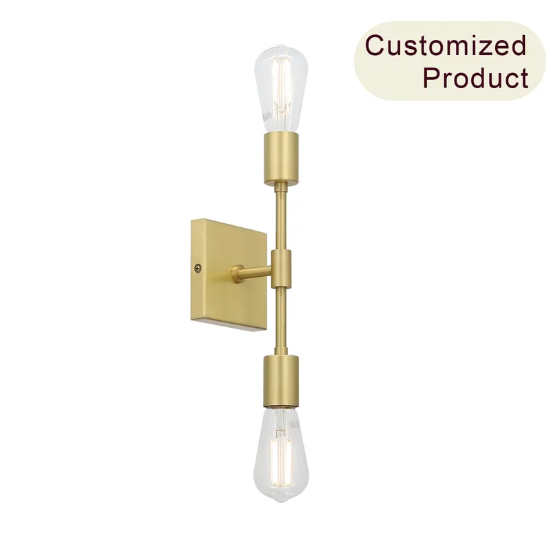 Modern 2-Light Bathroom Vanity Sconce with LED Bulb in Satin Brass XB-W2235-2-SB-LED — XiNBEi Lighting LED Wall Lights  