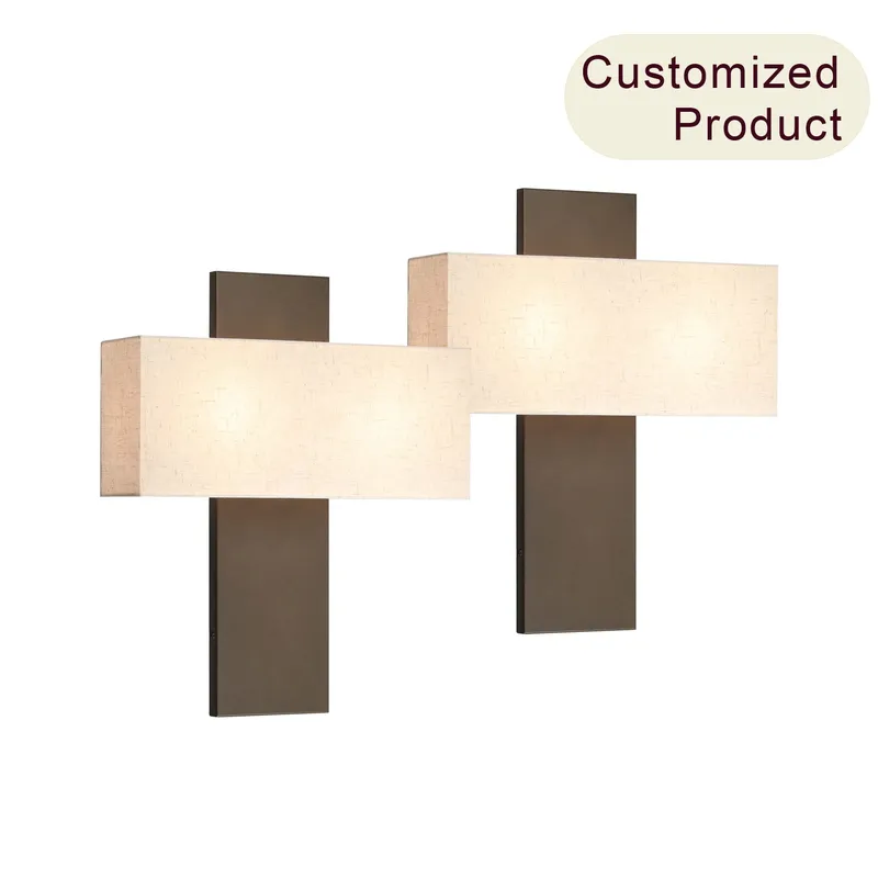 Set of 2 Modern Dark Bronze Wall Sconces with Fabric Shade XB-W1289-2-DB — XiNBEi Lighting LED Wall Lights 40.0W 