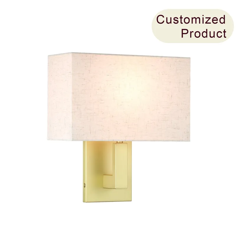 Satin Brass Wall Sconce Lighting with Fabric Shade XB-W1289-SB — XiNBEi Lighting LED Wall Lights 60.0W 