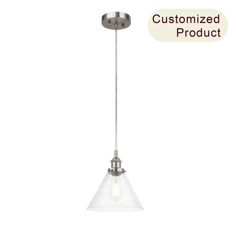 Retro Brushed Nickel Adjustable Pendant Light with Seeded Glass XB-P1280-BN — XiNBEi Lighting LED Pendant Lights 60.0W 