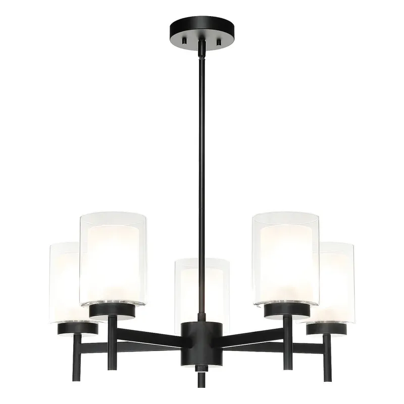 5-Light Black Adjustable Chandelier with Glass for Dining Room XB-C1276-5-MB — XiNBEi Lighting LED Pendant Lights 60.0W 